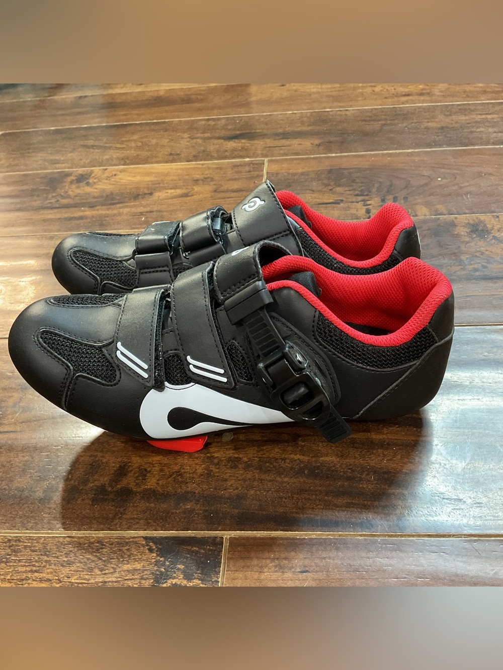 Peloton Black Cycling Shoes with Red Lining
